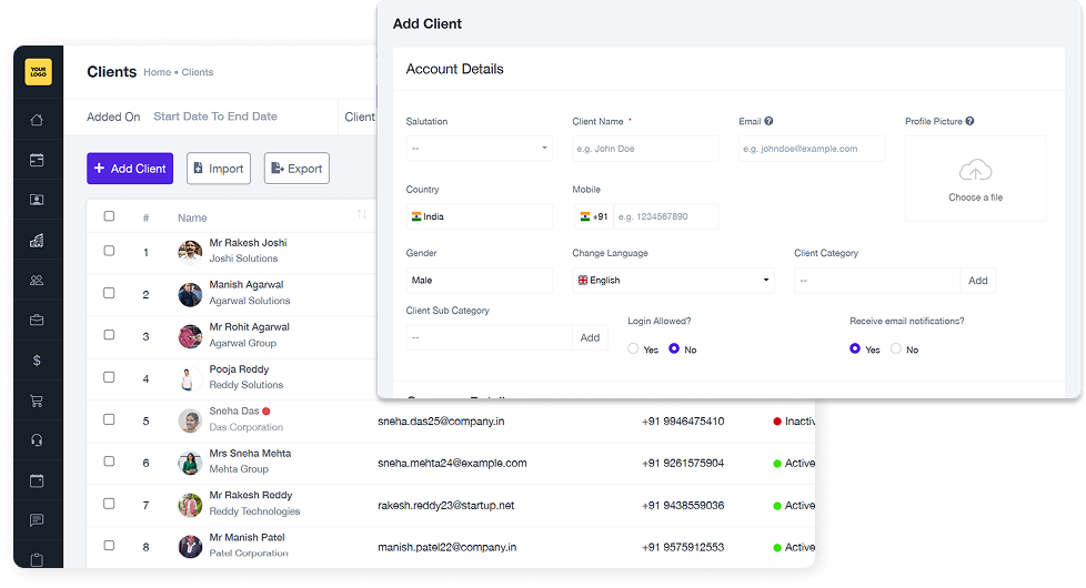 Client Management Add Clients
