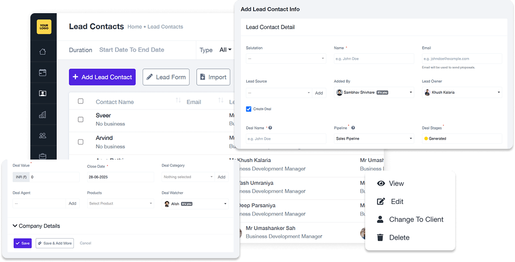 Leads Management and Automation Add Manage Leads
