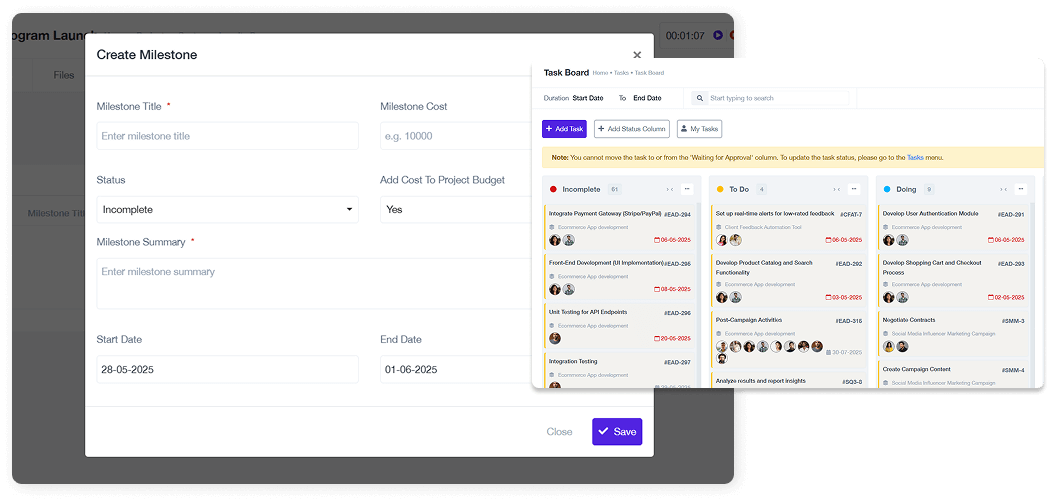 Project & Task Management Assign Milestones and Track Progress