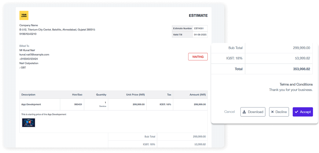 Finance Management Estimates client