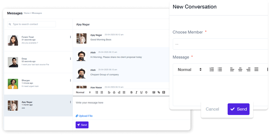 Employee Panel Internal Messaging