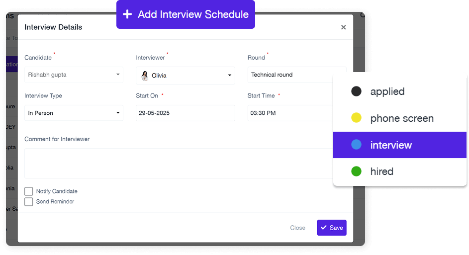 Recruit Management Interview Scheduling