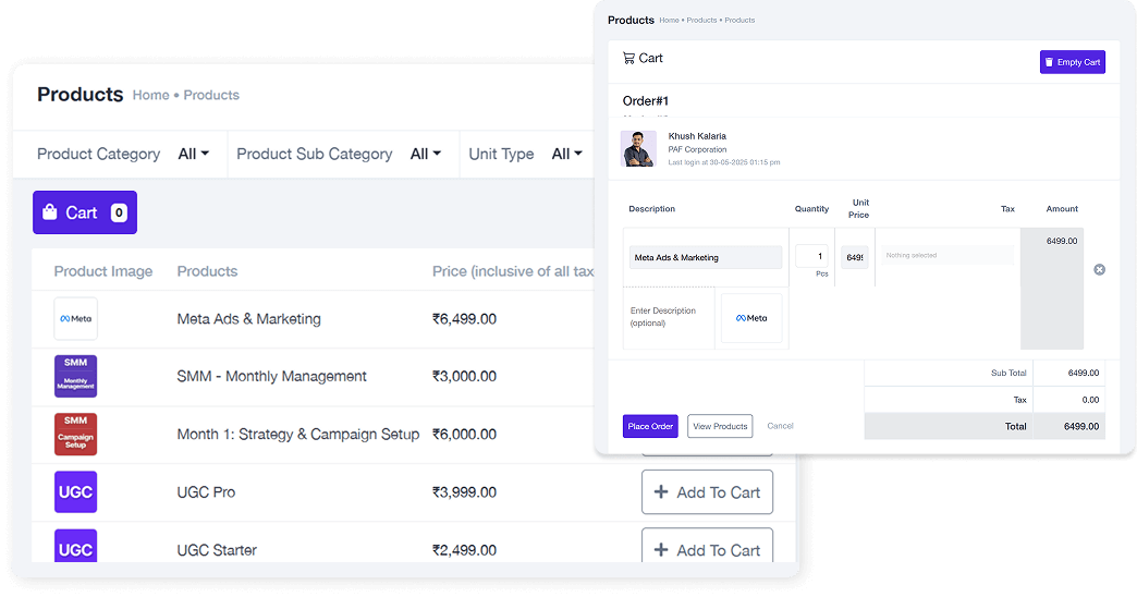 Client Panel Orders Management